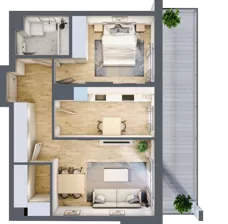 2 pokoje, mieszkanie 51,02 m², piętro 1, oferta nr B.39, Hi Mokotów, Warszawa, Ursynów, Wyczółki, ul. Bokserska 63
