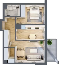 2 pokoje, mieszkanie 51,05 m², piętro 2, oferta nr B.43, Hi Mokotów, Warszawa, Ursynów, Wyczółki, ul. Bokserska 63
