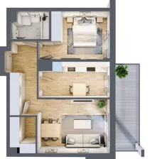 2 pokoje, mieszkanie 51,10 m², piętro 3, oferta nr B.47, Hi Mokotów, Warszawa, Ursynów, Wyczółki, ul. Bokserska 63