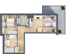 3 pokoje, mieszkanie 47,82 m², piętro 4, oferta nr C.21, Hi Mokotów, Warszawa, Ursynów, Wyczółki, ul. Bokserska 63