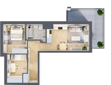 3 pokoje, mieszkanie 47,83 m², piętro 1, oferta nr C.06, Hi Mokotów, Warszawa, Ursynów, Wyczółki, ul. Bokserska 63