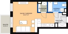1 pokój, mieszkanie 36,03 m², piętro 4, oferta nr 46, Osiedle Łososiowa, Łódź, Bałuty, Radogoszcz, ul. Łososiowa (Okoniowa)