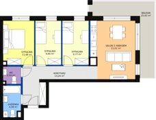 4 pokoje, mieszkanie 72,64 m², piętro 6, oferta nr 60, Osiedle Łososiowa, Łódź, Bałuty, Radogoszcz, ul. Łososiowa (Okoniowa)