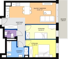 3 pokoje, mieszkanie 64,98 m², piętro 6, oferta nr 61, Osiedle Łososiowa, Łódź, Bałuty, Radogoszcz, ul. Łososiowa (Okoniowa)