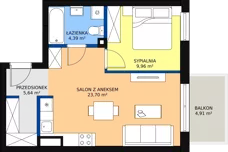 2 pokoje, mieszkanie 44,00 m², piętro 6, oferta nr 64, Osiedle Łososiowa, Łódź, Bałuty, Radogoszcz, ul. Łososiowa (Okoniowa)