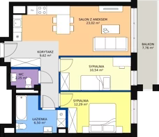 3 pokoje, mieszkanie 64,93 m², piętro 1, oferta nr 99, Osiedle Łososiowa, Łódź, Bałuty, Radogoszcz, ul. Łososiowa (Okoniowa)