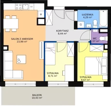 3 pokoje, mieszkanie 56,24 m², piętro 3, oferta nr 13, InPark, Łódź, Bałuty, ul. Emilii Plater / ul. Górnicza