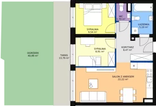 3 pokoje, mieszkanie 56,18 m², parter, oferta nr 45, InPark, Łódź, Bałuty, ul. Emilii Plater / ul. Górnicza
