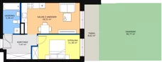 2 pokoje, mieszkanie 42,48 m², parter, oferta nr 50, InPark, Łódź, Bałuty, ul. Emilii Plater / ul. Górnicza