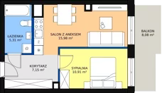 2 pokoje, mieszkanie 39,35 m², piętro 1, oferta nr 52, InPark, Łódź, Bałuty, ul. Emilii Plater / ul. Górnicza