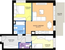 3 pokoje, mieszkanie 61,69 m², piętro 1, oferta nr 61, InPark, Łódź, Bałuty, ul. Emilii Plater / ul. Górnicza
