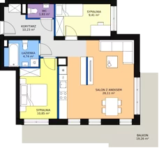 3 pokoje, mieszkanie 65,88 m², piętro 2, oferta nr 67, InPark, Łódź, Bałuty, ul. Emilii Plater / ul. Górnicza