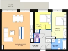 3 pokoje, mieszkanie 75,97 m², piętro 3, oferta nr 84, InPark, Łódź, Bałuty, ul. Emilii Plater / ul. Górnicza