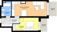 2 pokoje, mieszkanie 47,47 m², piętro 3, oferta nr 87, InPark, Łódź, Bałuty, ul. Emilii Plater / ul. Górnicza