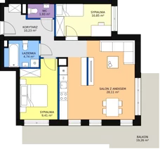 3 pokoje, mieszkanie 65,81 m², piętro 1, oferta nr 123, InPark, Łódź, Bałuty, ul. Emilii Plater / ul. Górnicza