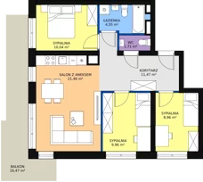 4 pokoje, mieszkanie 68,76 m², piętro 1, oferta nr 124, InPark, Łódź, Bałuty, ul. Emilii Plater / ul. Górnicza