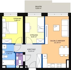 3 pokoje, mieszkanie 56,20 m², piętro 1, oferta nr 125, InPark, Łódź, Bałuty, ul. Emilii Plater / ul. Górnicza