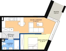 2 pokoje, mieszkanie 39,96 m², piętro 1, oferta nr M18, PRATUM Apartamenty, Mikołajki, ul. Mrągowska