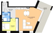 2 pokoje, mieszkanie 57,69 m², piętro 1, oferta nr M19, PRATUM Apartamenty, Mikołajki, ul. Mrągowska