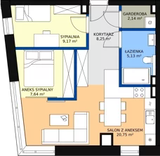 3 pokoje, apartament 51,67 m², piętro 1, oferta nr M42, PRATUM Apartamenty, Mikołajki, ul. Mrągowska