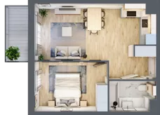 2 pokoje, mieszkanie 42,45 m², piętro 2, oferta nr 1.3.3., Dywizjonu 303, Pruszcz Gdański, ul. Dywizjonu 303