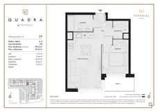 2 pokoje, mieszkanie 38,62 m², piętro 2, oferta nr 1.34, Imperial QUADRA, Kraków, Prądnik Biały, ul. Rybałtowska