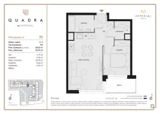 2 pokoje, mieszkanie 38,62 m², piętro 1, oferta nr 1.31, Imperial QUADRA, Kraków, Prądnik Biały, ul. Rybałtowska