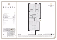 3 pokoje, mieszkanie 51,94 m², piętro 2, oferta nr 1.44, Imperial QUADRA, Kraków, Prądnik Biały, ul. Rybałtowska