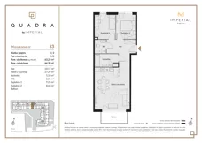 3 pokoje, mieszkanie 63,28 m², piętro 2, oferta nr 1.33, Imperial QUADRA, Kraków, Prądnik Biały, ul. Rybałtowska