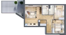 3 pokoje, mieszkanie 64,33 m², piętro 1, oferta nr 1.1, La Vie House, Kraków, Podgórze, ul. Łagiewnicka