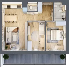 3 pokoje, mieszkanie 62,85 m², piętro 1, oferta nr 1.2, La Vie House, Kraków, Podgórze, ul. Łagiewnicka