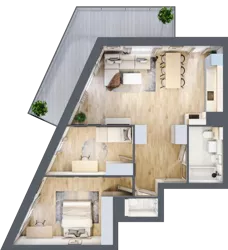 3 pokoje, mieszkanie 70,50 m², piętro 1, oferta nr 1.6, La Vie House, Kraków, Podgórze, ul. Łagiewnicka