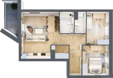 3 pokoje, mieszkanie 66,11 m², piętro 2, oferta nr 1.9, La Vie House, Kraków, Podgórze, ul. Łagiewnicka