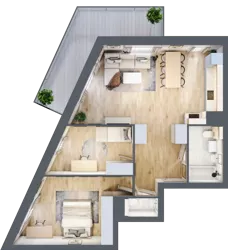 3 pokoje, mieszkanie 72,56 m², piętro 2, oferta nr 1.15, La Vie House, Kraków, Podgórze, ul. Łagiewnicka