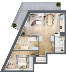 3 pokoje, mieszkanie 72,56 m², piętro 3, oferta nr 1.24, La Vie House, Kraków, Podgórze, ul. Łagiewnicka