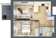 2 pokoje, mieszkanie 41,48 m², piętro 3, oferta nr 1.25, La Vie House, Kraków, Podgórze, ul. Łagiewnicka