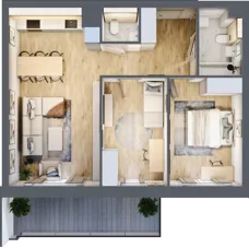 3 pokoje, mieszkanie 64,26 m², piętro 5, oferta nr 1.38, La Vie House, Kraków, Podgórze, ul. Łagiewnicka