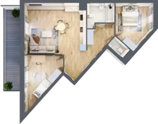 3 pokoje, mieszkanie 72,15 m², piętro 1, oferta nr 1.57, La Vie House, Kraków, Podgórze, ul. Łagiewnicka