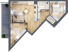 3 pokoje, mieszkanie 73,62 m², piętro 2, oferta nr 1.61, La Vie House, Kraków, Podgórze, ul. Łagiewnicka