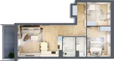 3 pokoje, mieszkanie 62,88 m², piętro 1, oferta nr 1.78, La Vie House, Kraków, Podgórze, ul. Łagiewnicka