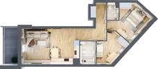3 pokoje, mieszkanie 66,50 m², piętro 1, oferta nr 1.108, La Vie House, Kraków, Podgórze, ul. Łagiewnicka