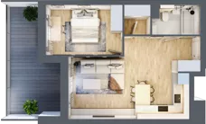 2 pokoje, mieszkanie 44,25 m², piętro 1, oferta nr 1.109, La Vie House, Kraków, Podgórze, ul. Łagiewnicka