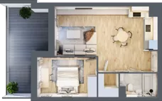 2 pokoje, mieszkanie 45,38 m², piętro 1, oferta nr 1.110, La Vie House, Kraków, Podgórze, ul. Łagiewnicka