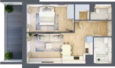 2 pokoje, mieszkanie 45,82 m², piętro 1, oferta nr 1.111, La Vie House, Kraków, Podgórze, ul. Łagiewnicka