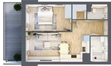 2 pokoje, mieszkanie 47,43 m², piętro 2, oferta nr 1.118, La Vie House, Kraków, Podgórze, ul. Łagiewnicka