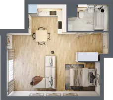 1 pokój, mieszkanie 40,61 m², piętro 5, oferta nr 1.145, La Vie House, Kraków, Podgórze, ul. Łagiewnicka