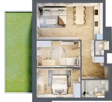 3 pokoje, mieszkanie 60,55 m², piętro 1, oferta nr 1.156, La Vie House, Kraków, Podgórze, ul. Łagiewnicka