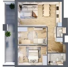 3 pokoje, mieszkanie 61,82 m², piętro 2, oferta nr 1.159, La Vie House, Kraków, Podgórze, ul. Łagiewnicka