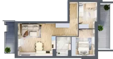 3 pokoje, mieszkanie 62,06 m², piętro 3, oferta nr 1.165, La Vie House, Kraków, Podgórze, ul. Łagiewnicka