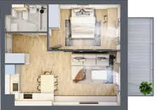 2 pokoje, mieszkanie 42,25 m², piętro 1, oferta nr 1.180, La Vie House, Kraków, Podgórze, ul. Łagiewnicka